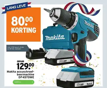 GAMMA Makita Accuschroefboormachine DF457DWE 80.⁰⁰ Korting aanbieding