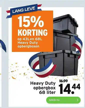 GAMMA Heavy Duty Opbergbox 68 Liter 15% Korting aanbieding