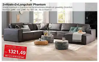 Woonsquare 2+Hoek+2+Longchair Phantom Stoere Hoekbank aanbieding