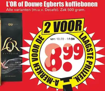 Dirk L'Or Of Douwe Egberts Koffiebonen 500g aanbieding