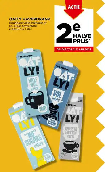 Jumbo Oatly Haverdrank Houdbare volle, halfvolle of no sugar haverdrank 2 pakken a 1 liter aanbieding