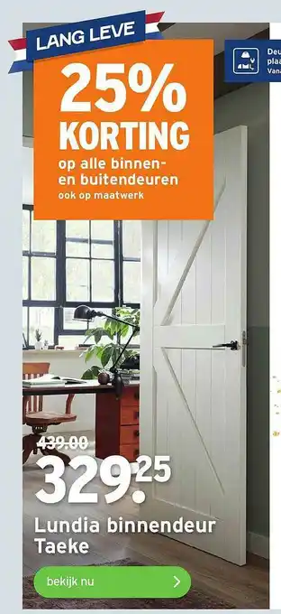 GAMMA Lundia Binnendeur Taeke 25% Korting aanbieding