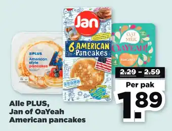 PLUS Alle plus, jan of oayeah american pancakes aanbieding