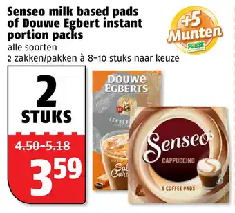 Poiesz Senseo milk based pads of Douwe Egbert instant portion packs 2*8/10st aanbieding