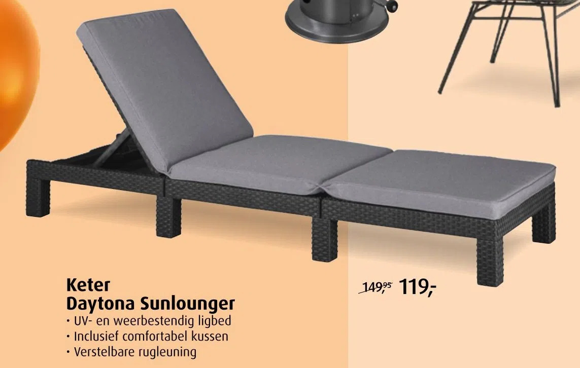 Keter daytona sunlounger aanbieding bij De Wit Schijndel