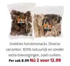 Intratuin Snekkies hondensnacks. diverse varianten. 100% natuurlijk en zonder extra toevoegingen, zoals suikers. per zak aanbieding