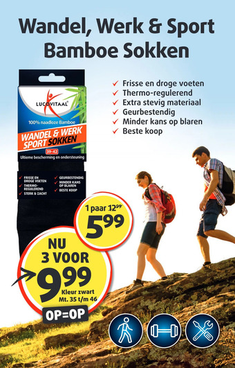 Lucovitaal Wandel, werk & sport bamboe sokken aanbieding