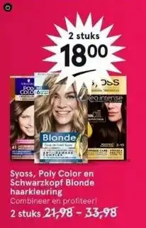 Etos Syoss, poly color en schwarzkopf blonde haarkleuring aanbieding