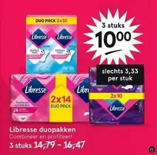 Etos Libresse duopakken combineer en profiteer! 3 stuks aanbieding