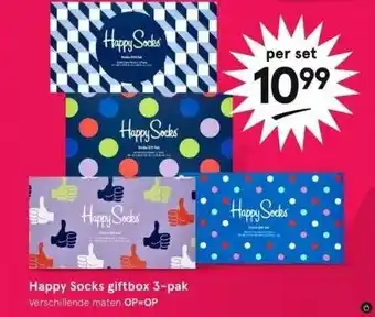 Etos Happy socks giftbox 3-pak verschillende maten op=op aanbieding