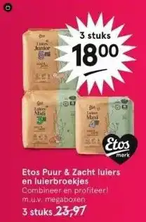 Etos Etos puur & zacht luiers en luierbroekjes combineer en profiteer! m.u.v. megaboxen aanbieding