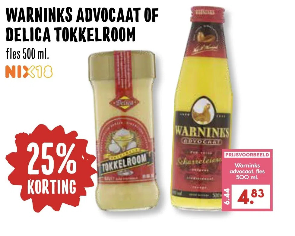 Warninks advocaat of delica tokkelroom aanbieding bij MCD Supermarkt