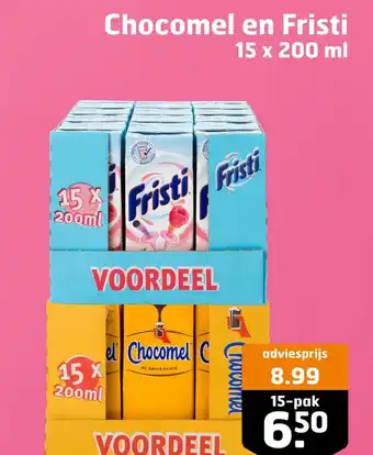 Trekpleister Chocomel en fristi 15 x 200 ml aanbieding