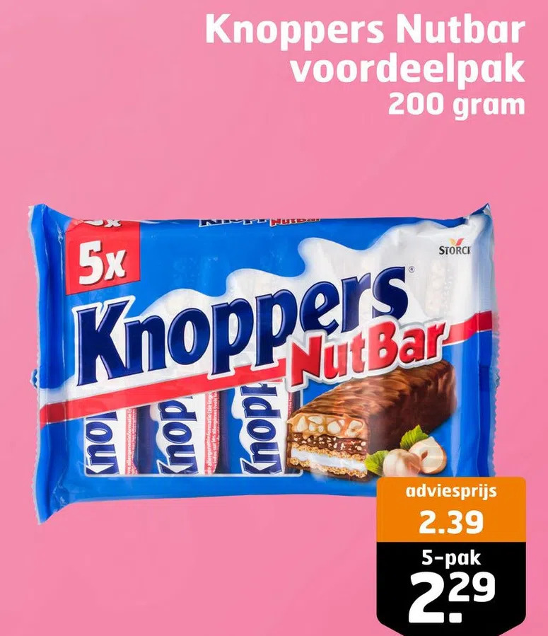 Knoppers nutbar voordeelpak aanbieding bij Trekpleister