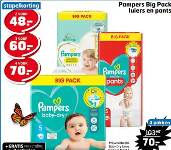 Trekpleister Pampers big pack luiers en pants aanbieding