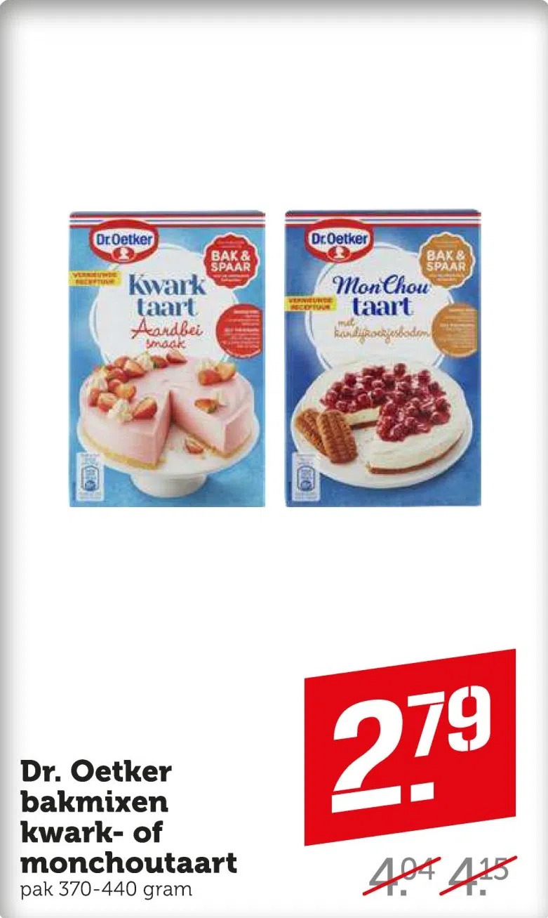 Dr. oetker bakmixen kwark of monchoutaart aanbieding bij Coop