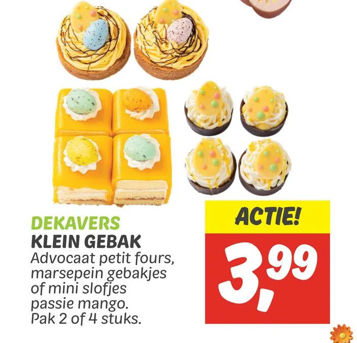 Klein gebak aanbieding bij Dekamarkt