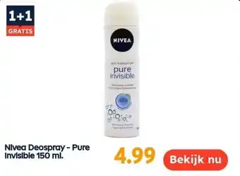 Ochama Nivea deospray - pure invisible 150 ml. aanbieding