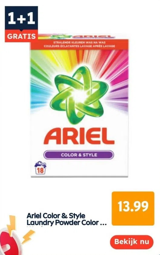 Ariel color & style laundry powder color 18 washes aanbieding bij Ochama