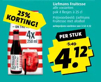 Boni Liefmans fruitesse met alcohol 4 flesjes a 25CL aanbieding