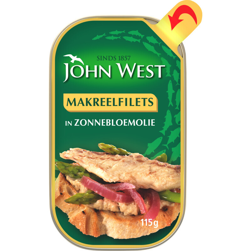 John west makreelfilets in zonnebloemolie aanbieding bij Albert Heijn