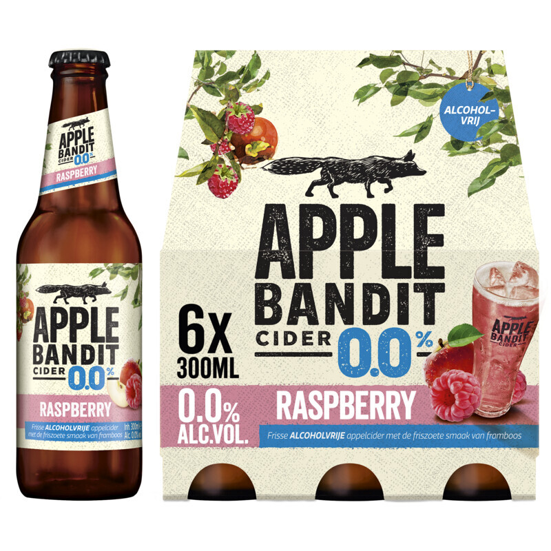 Apple bandit raspberry 0.0 cider 6pack aanbieding bij Albert Heijn