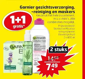 Trekpleister Garnier gezichtsverzorging, reiniging en maskers aanbieding