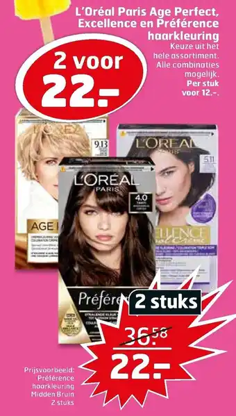 Trekpleister L'oreal paris age perfect, excellence en preference haarkleuring aanbieding