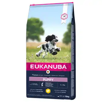 Zooplus 10% korting! 15 kg eukanuba droogvoer met kip! - 15 kg puppy medium breed aanbieding