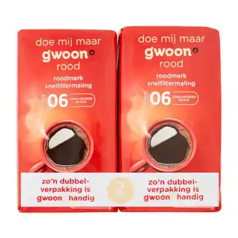 Coop G'woon filterkoffie rood duopack aanbieding