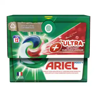 Coop Ariel pods+, vloeibaar wasmiddelcapsules 12 wasbeurten, +ultra vlekverwijderaar aanbieding