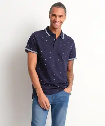 terStal Heren pique polo subtiele print blauw in maat aanbieding