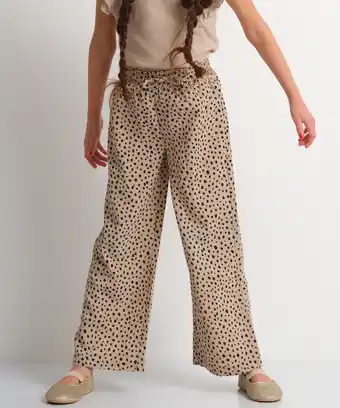 terStal Meisjes wide fit broek stippendessin beige in maat aanbieding