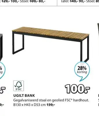Jysk Ugilt Bank B130 x H43 x D53 cm aanbieding