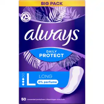 Jumbo Always daily protect long 0% parfum inlegkruisjes 50 stuks aanbieding