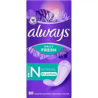 Jumbo Always daily fresh normal 0% parfum 30 stuks aanbieding