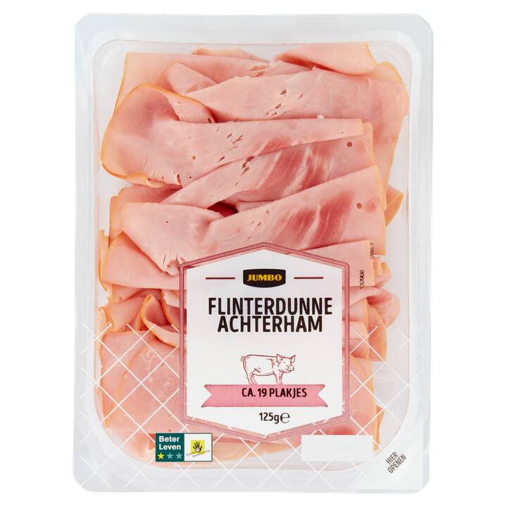 Jumbo flinterdunne achterham 125g aanbieding bij Jumbo