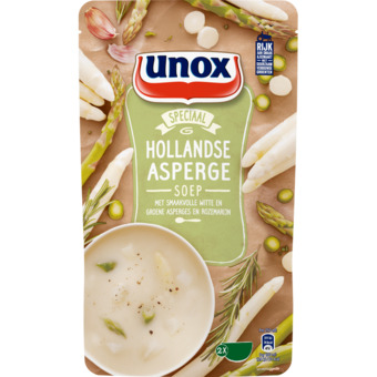 Jumbo Unox hollandse asperge soep met smaakvolle witte en groene asperges 570ml aanbieding