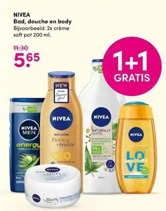 DA Nivea Bad, Douche En Body 1+1 Gratis aanbieding