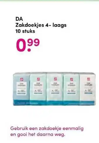 DA DA Zakdoekjes 4- Laags 10 Stuks aanbieding