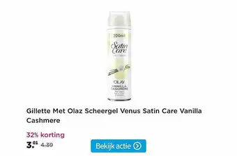 Plein.nl Gillette Met Olaz Scheergel Venus Satin Care Vanilla Cashmere 32% Korting aanbieding