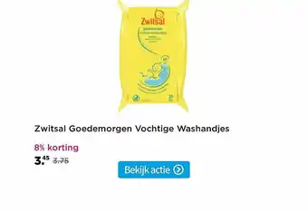 Plein.nl Zwitsal Goedemorgen Vochtige Washandjes 8% Korting aanbieding