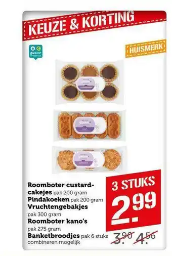 CoopCompact Roomboter Custardcakejes, Pindakoeken, Vruchtengebakjes, Roomboter Kano's Of Banketbroodjes aanbieding