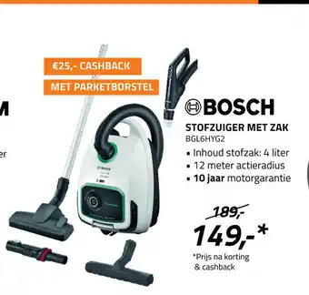 Obbink Bosch stofzuiger met zak BGL6HYG2 aanbieding