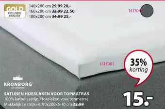 Jysk Satijnen Hoeslaken Voor Topmatras 35% Korting aanbieding