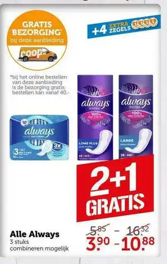 CoopCompact Alle Always 2+1 Gratis aanbieding