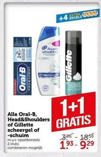 CoopCompact Alle Oral-B, Head&Shoulders Of Gillette Scheergel Of -schuim 1+1 Gratis aanbieding