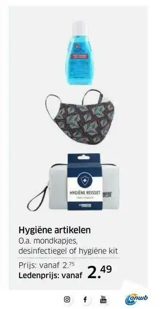 ANWB Hygiëne Artikelen : Mondkapjes, Desinfectiegel Of Hygiene Kit aanbieding