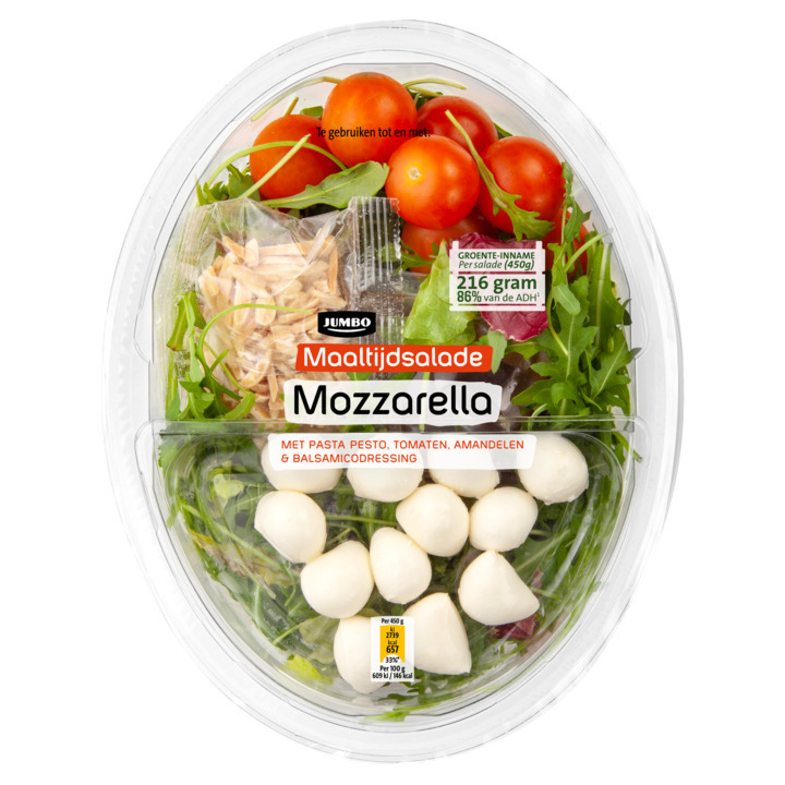 Jumbo maaltijdsalade mozzarella 450g aanbieding bij Jumbo
