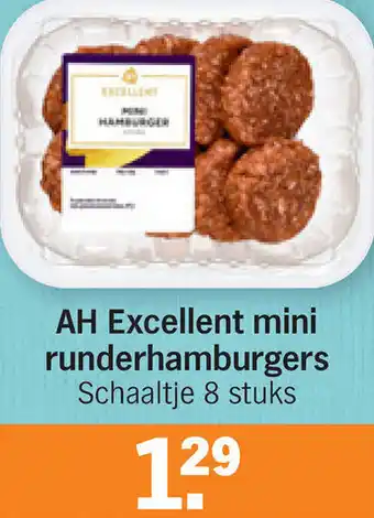 Albert Heijn AH Excellent Mini runderhamburgers 8st aanbieding